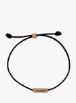 AllSaints Leather Cord and Hexagon Bar Friendship Bracelet, Gold/Black