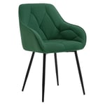 WOLTU Chaise de Salle à Manger, Chaise de Cuisine Rembourrée avec Dossier, Accoudoirs, Pieds en Métal, Chaise Ergonomique pour Salon, Bureau, Coiffeuse, en Velours, Vert foncé, EZS02dgn-1