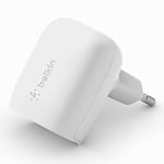 Belkin chargeur secteur USB-C Power Delivery 20 W, certification USB-C PD 3.1 PPS, design compact, chargeur USB C pour iPhone 16, 15, 14, Plus, Pro, Pro Max, iPad, Samsung Galaxy S24, S23, Pixel, etc.