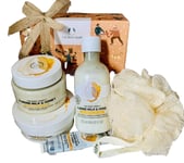 The Body Shop Almond Milk Honey Shower Gel Butter Scrub Cream Christmas Gift Set