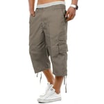 westAce 2K17 New Mens 3/4 Elasticated Plain Summer Cargo Combat 6 Pocket Shorts Pants[Khaki,XXXL] Composite