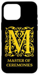 Coque pour iPhone 16 Pro Max Master of Ceremonies MC Vintage Gold Letter M