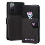 Tiyoo Lovely & Cute Flip Wallet Phone Case for Galaxy samsung S20FE with Cartoon Cat&Dog Pattern,Premium Magnetic PU+TPU Leather for high protection Phone Cover for samsung S20 FE(Dark Gray&Black)