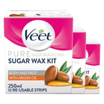 Veet Pure Inspirations Hair Removal Sugar Wax Kit Argan Oil 250ml, 250ml x 3