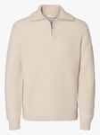 Selected Homme Land Long Sleeve Knit Half Zip - Herre - Beige - M