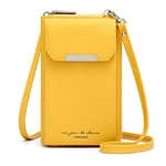 REETEE Sac Téléphone Portable Femmes Portefeuille en Cuir Petit Sac Bandoulière Femme Pochette Telephone Portable, Sac à Main Porte Feuille avec Porte Carte et Bandoulière Amovible(Jaune)