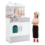 Hengda Cuisine pour enfants Kit de cuisine blanc laine Outdoor Cuisine jouet avec four, réfrigérateur, micro-ondes, évier et cuisinière