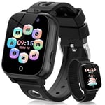 PIULAXIU Montre Connectée Enfant, Smartwatch Téléphone avec 13 Réveils d'habitudes, Livres Audio, 30 Jeux, Appel, SOS, Mode école, Appareil Photo pour Cadeau garçons Filles (Noir)