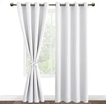 DWCN Lot de 2 Rideaux Occultants à Oeillets, Rideau Thermique Isolant Anti Froid pour Salon et Chambre à Coucher Noël, 140x260 CM (Largeur x Hauteur), Blanc Gris