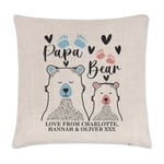 Personalised Papa Bear Cushion Cover Pillow Dad Fathers Day Grandad Birthday