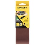 Stanley Pack of 3 Sanding Belts for Belt Sander (65 x 410 mm, Medium Grit K150, Fits Black+Decker Belt Sander DN83, DN83E, BS650, BD83, BD83E, KA83, STA33081)