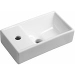 Small - Lave-main Minos 40x22 cm, avec trop-plein, trou pour robinet à gauche, blanc 4759 - Sapho