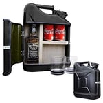 Mikamax - Jerrycan Gift Set 10L - Canister -Whiskey Bar - 10L - Black - 39 x 29 x 13 cm - avec 2 Verres à Whisky - 39 x 29 x 13 cm - Whisky Minibar - Cadeaux pour Hommes