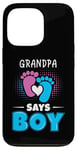 Coque pour iPhone 13 Pro Grandpa Says Boy Tenue de révélation du sexe pour bébé