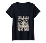 Womens Vintage Witches Coven Girls Being Girls Funny Witchy Vibes V-Neck T-Shirt