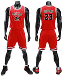 Kid Boy Mens NBA Michael Jordan #23 Chicago Bulls RETRO Basketball shorts Summer Jerseys Basketball Uniform Top&Short,Red,5XL for Adult