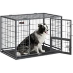 Feandrea Cage pour Chien Lourd, Caisse pour Chien, 107 x 70 x 75 cm, pour Chiens Moyens et Grands, Anti-évasion, Double Porte Amovible, Parc pour Chien, XL, Gris PPD001G01