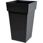 Pot de fleur haut carré toscane - 39 x 39 x hauteur 65 cm - 62 l - gris anthracite Eda Plastique