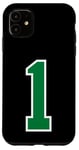 Coque pour iPhone 11 1 numéro universitaire vert sport