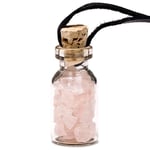 Glass Gift Bottle On Wax Cord With Rose Quartz -- 3.6 Cm