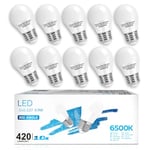 Aigostar Ampoule LED E27 5W, Lumière blanche froide 6500K, 420Lumen, équivalant à ampoule halogène de 37W, Type Globe G45, Angle de 230º, IRC ≥ 80, Non Dimmable - Pack de 10 unités avec boîte