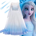 Frozen 2 Elsa Prinsessklänning Tulle Långärmad Gradient Kostym Barn Flickor Halloween Jul Cosplay Party Performance Fint Klä Upp Gradient Blue 4-5 Years