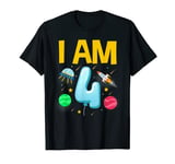 I-am 4 Space-Astronaut-Moon Spaceship Birthday Party T-Shirt