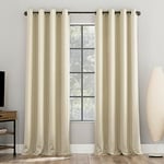 Sun Zero Nordic 2-Pack Theater Grade Noise Reducing Extreme 100% Blackout Grommet Curtain Panel Pair, 52" x 84", Cream