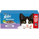 Felix Mix Sélection en gelée de Nourriture pour Chat, sachets de Repas pour Aliments humides avec Boeuf, Poulet, Saumon et Thon, 44 x 85 g (44 sachets de Repas ; 3,7 kg)