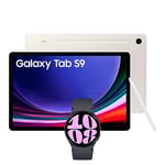 Samsung Galaxy Tab S9 5G Android Tablet, 256GBStorage, Beige, 3 Year Extended Warranty with a Samsung Galaxy Watch6, Bluetooth, 40mm, Graphite (UK Version)