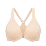 DELIMIRA Soutien Gorge Fermeture Devant Grande Taille avec Armature Decollete Plongeant Dos Nageur Non Rembourré Beige 105C