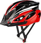 RaMokey Cycle Helmet, Lightweight Bicycle Helmet, Adjustable Mountain & Road Bike Helmets for Adults, 18 Vents with Adjustable Strap & Detachable Visor for Mens Womens(Head Sizes 58-62cm) (Red)