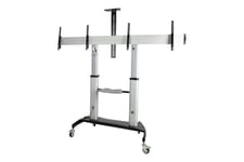 StarTech.com Dual TV Cart for 37-60in VESA TVs up to 110lb (50kg) each, Height Adjustable TV Mount, Mobile Display Cart w/ Webcam & Equipment Shelves, Lockable Casters, TV Cart on Wheels - Rolling TV Stand (STNDMTVDUO) vogn med hjul - for 2 monitorer/kurv