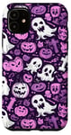 Coque pour iPhone 11 Violet Pop Art Géométrique Mignon Fantôme Spooky Pastel Goth Rétro