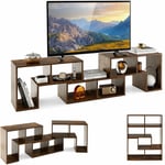 Meuble tv 6 Compartiments en 3 Pcs Modulaire, Banc tv Extensible 140-170cm pour tv 65' au Max, Meuble Télé Étagère Modulaire pour Salon, Chambre,