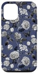 iPhone 13 Vintage Black and White Florals on Dark Blue Case