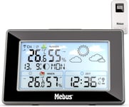 Station Meteo Radio-Pilotee Avec Capteur Exterieur,Thermometre/Hygrometre,Horloge Radio-Pilotee,Indicateur De Bien-Etre Climat Interieur,Previsions Meteo,Calendrier Lunaire,Reveil,