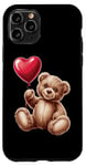 Coque pour iPhone 11 Pro Ours en peluche coeur amour joyeux Saint-Valentin