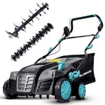 Bluemars Lawn Scarifier and Aerator,2000W Electric Lawn Rake with 40cm Working Width,5 Positions,55L Grass Box, Folding Handle,10M Power Cord