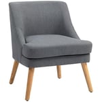 HOMCOM Fauteuil Scandinave Fauteuil Salon Confortable Fauteuil Beige pour Chambre Pieds en Bois Massif revêtement Tissu Lin