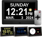 7" Pouce Lcd Horloge Numérique Calendrier Avec Date Jour Et Heure Horloge Non-Abrégée Auto Dimming 8 Langues Hd Display Rappel Pour Alzheimer Les Personnes Âgées Et Les Enfants