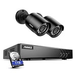 ANNKE E200 CCTV Camera System,4 Channel 3K Lite Surveillance DVR with 2x 1080p Outdoor Bullet Cameras and 1TB Hard Drive,Smart Human & Vehicle Detection,Email & APP Alert,Guard Your Home&Business 24/7