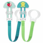 MAM Baby Soother Pacifier Dummy Teat Holder Clip Chain Strap Blue/Green