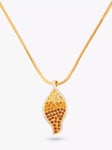 Eclectica Pre-Loved Gold Plated Topaz & Swarovski Crystals Leaf Pendant Necklace, Gold