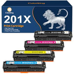 ColorKing 201X Cartouches de Toner Compatible pour HP 201X 201A CF400X CF400A Toner pour HP Color Laserjet Pro MFP M277dw M252dw M277n M274n M277c6 M252n M252dw(Noir Cyan Jaune Magenta, Pack de 4)