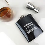 eBuyGB Drinks Canteen Engraved Black Hip Flask-2000 Year of The Legend Design-21st Birthday, Men-Twenty-First Gift for Dad, Uncle, Brother, Stainless Steel