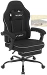 WOLTU Chaise Gaming, Fauteuil Gaming, avec Coussin à Ressorts Ensachés, Chaise Ergonomique, Charge 150kg, Appui-tête, Support Lombaire, Repose-Pieds, Tissu Maille, Noir, GS11sz