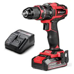 Einhell Power X-Change 44Nm Cordless Impact Drill Driver with Battery and Charger - 18V, 3-in-1 Combi Drill, Hammer Drill and Screwdriver - TE-CD 18/44 Li-i Battery Powered Drill Set