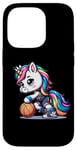 Coque pour iPhone 14 Pro Licorne mignonne de joueur de basket-ball