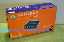 New Netgear EN104 TP UK 4 Port 10Base-T Ethernet Network Hub with AC Adapter PSU